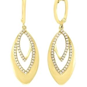 NWT EFFY 14K YELLOW GOLD & DIAMOND DROP EARRINGS